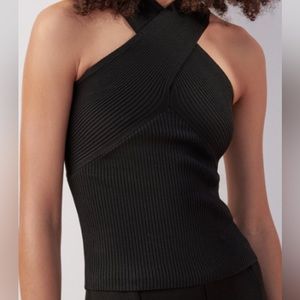 zara ribbed criss-cross halter top